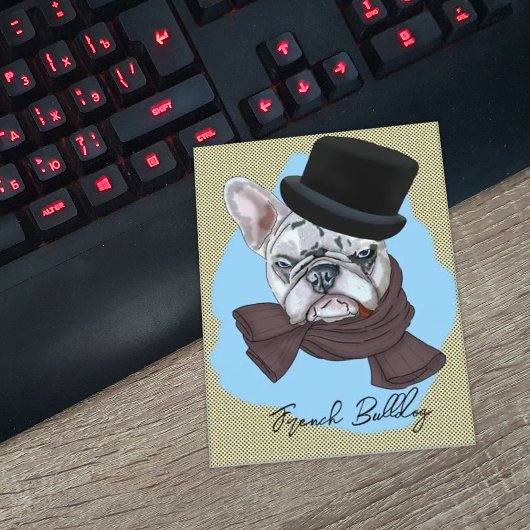 Franse Bulldog met hoed en sjaal Briefkaart