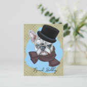Franse Bulldog met hoed en sjaal Briefkaart (Staand voorkant)