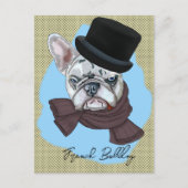 Franse Bulldog met hoed en sjaal Briefkaart (Voorkant)