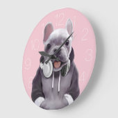 Franse Bulldog met Hoofdtelefoon Grote Klok (Hoek)