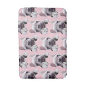 Franse Bulldog met hoofdtelefoon Illustratie Badmat (Voorkant Verticaal)