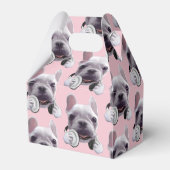 Franse Bulldog met hoofdtelefoon Illustratie Bedankdoosjes (Achterkant)