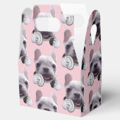 Franse Bulldog met hoofdtelefoon Illustratie Bedankdoosjes (Geopend)