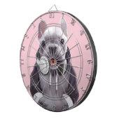 Franse Bulldog met hoofdtelefoon Illustratie Dartbord (Voorkant Rechts)