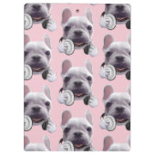 Franse Bulldog met hoofdtelefoon Illustratie Klembord (Achterkant)