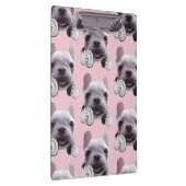 Franse Bulldog met hoofdtelefoon Illustratie Klembord (Rechts)