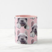 Franse Bulldog met hoofdtelefoon Illustratie Mok (Midden)