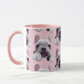 Franse Bulldog met hoofdtelefoon Illustratie Mok (Links)