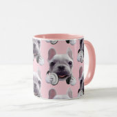 Franse Bulldog met hoofdtelefoon Illustratie Mok (Voorkant rechts)
