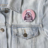 Franse Bulldog met hoofdtelefoon Illustratie Ronde Button 5,7 Cm (In situ)