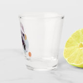 Franse Bulldog met hoofdtelefoon Illustratie Shot Glas (Rechts)