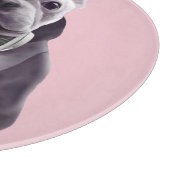 Franse Bulldog met hoofdtelefoon Illustratie Snijplank (Hoek)