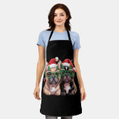 Franse Bulldog met Kerstboom Bril  Schort (Gedragen)