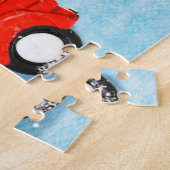 Franse Bulldog met kerstcadeau vrachtwagen sneeuw Legpuzzel (Zijkant)