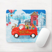 Franse Bulldog met kerstcadeau vrachtwagen sneeuw Muismat (Met muis)