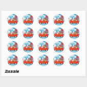 Franse Bulldog met kerstcadeau vrachtwagen sneeuw Ronde Sticker (Vel)