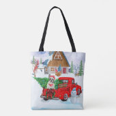 Franse Bulldog met kerstcadeau vrachtwagen sneeuw Tote Bag (Achterkant)