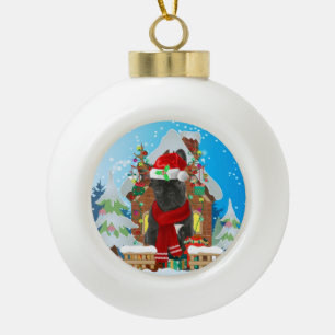Franse Bulldog met kerstcadeaus Keramische Bal Ornament