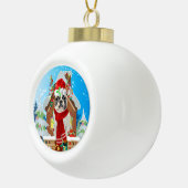 Franse Bulldog met kerstcadeaus Keramische Bal Ornament (Rechts)