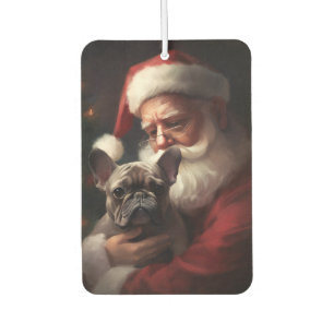 Franse Bulldog met Kerstman Feestelijke Kerstmis Luchtverfrisser