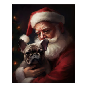 Franse Bulldog met Kerstman Festive Kerstmis Perfect Poster