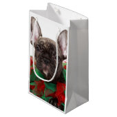 Franse bulldog met kerstmangel klein cadeauzakje (Voorkant Gekanteld)