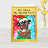 Franse Bulldog met Kerstmannenhoed Aardige Hond Ke Kaart (Gele Bloem)