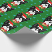 Franse Bulldog met kerstmis in een kersthaas Cadeaupapier (Hoek)
