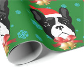 Franse Bulldog met kerstmis in een kersthaas Cadeaupapier (Rol Hoek)