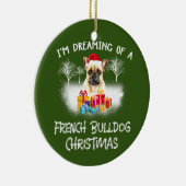 Franse Bulldog met kerstmis Keramisch Ornament (Rechts)