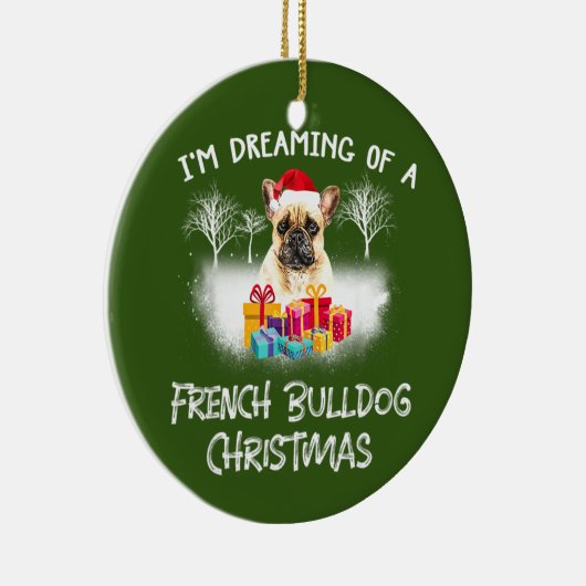 Franse Bulldog met kerstmis Keramisch Ornament (Rechts)