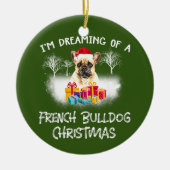 Franse Bulldog met kerstmis Keramisch Ornament (Voorkant)