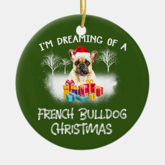 Franse Bulldog met kerstmis Keramisch Ornament