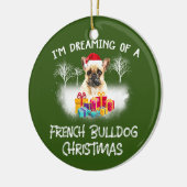 Franse Bulldog met kerstmis Keramisch Ornament (Links)