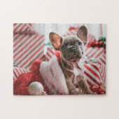 Franse Bulldog met kerstmis Legpuzzel (Horizontaal)