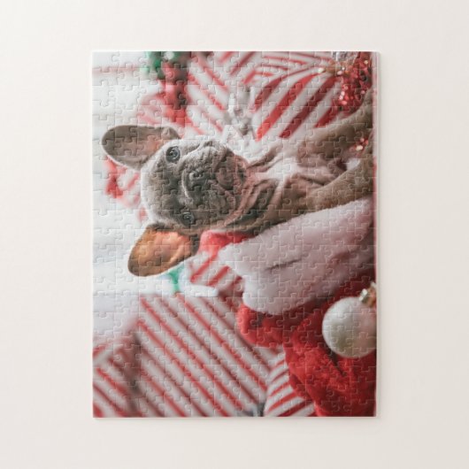 Franse Bulldog met kerstmis Legpuzzel (Verticaal)