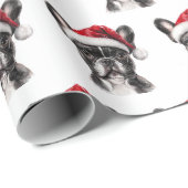 Franse Bulldog met Kerstmuts Cadeaupapier (Rol Hoek)