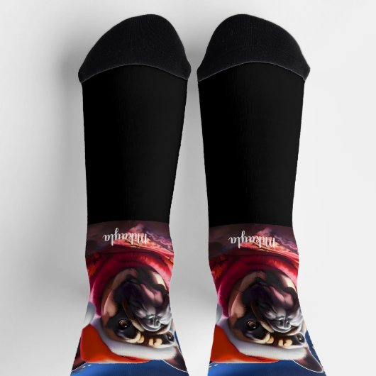 Franse Bulldog met kerstmuts Sokken (Top)