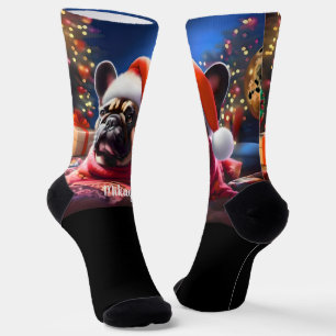 Franse Bulldog met kerstmuts Sokken