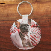 Franse Bulldog met kerstPet Sleutelhanger (Voorkant)