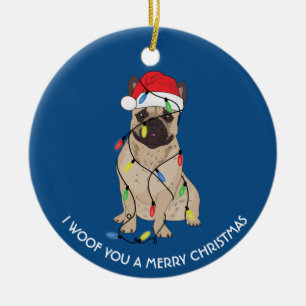 Franse Bulldog met kerstverlichting Keramisch Ornament