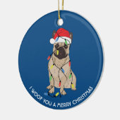 Franse Bulldog met kerstverlichting Keramisch Ornament (Links)