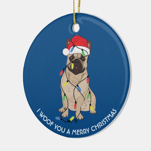 Franse Bulldog met kerstverlichting Keramisch Ornament (Links)