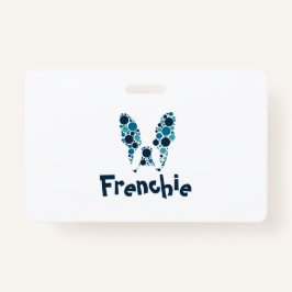 Franse bulldog met kleurrijke cirkels badge