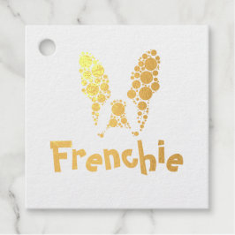 Franse bulldog met kleurrijke cirkels bedankjes labels