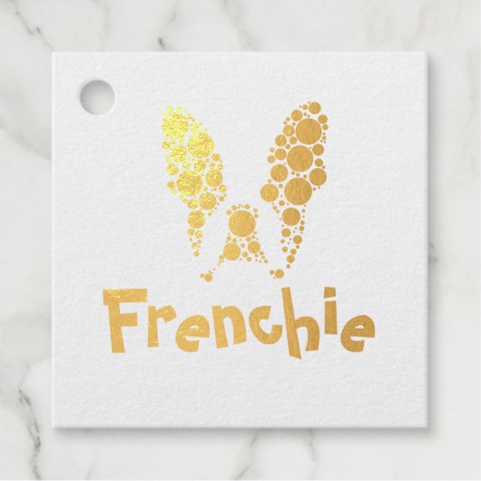 Franse bulldog met kleurrijke cirkels bedankjes labels (Voorkant)