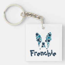 Franse bulldog met kleurrijke cirkels sleutelhanger