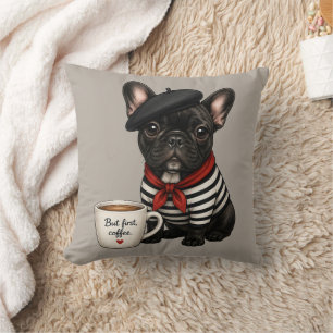 Franse Bulldog met koffie Kussen