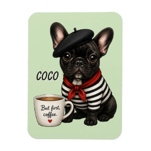 Franse Bulldog met koffie Magneet