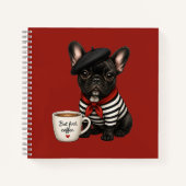 Franse Bulldog met koffie Notitieboek (Voorkant)